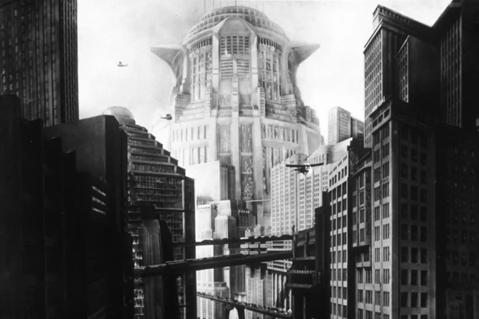 Black and white still set photograph from Fritz Lang's Metropolis film.